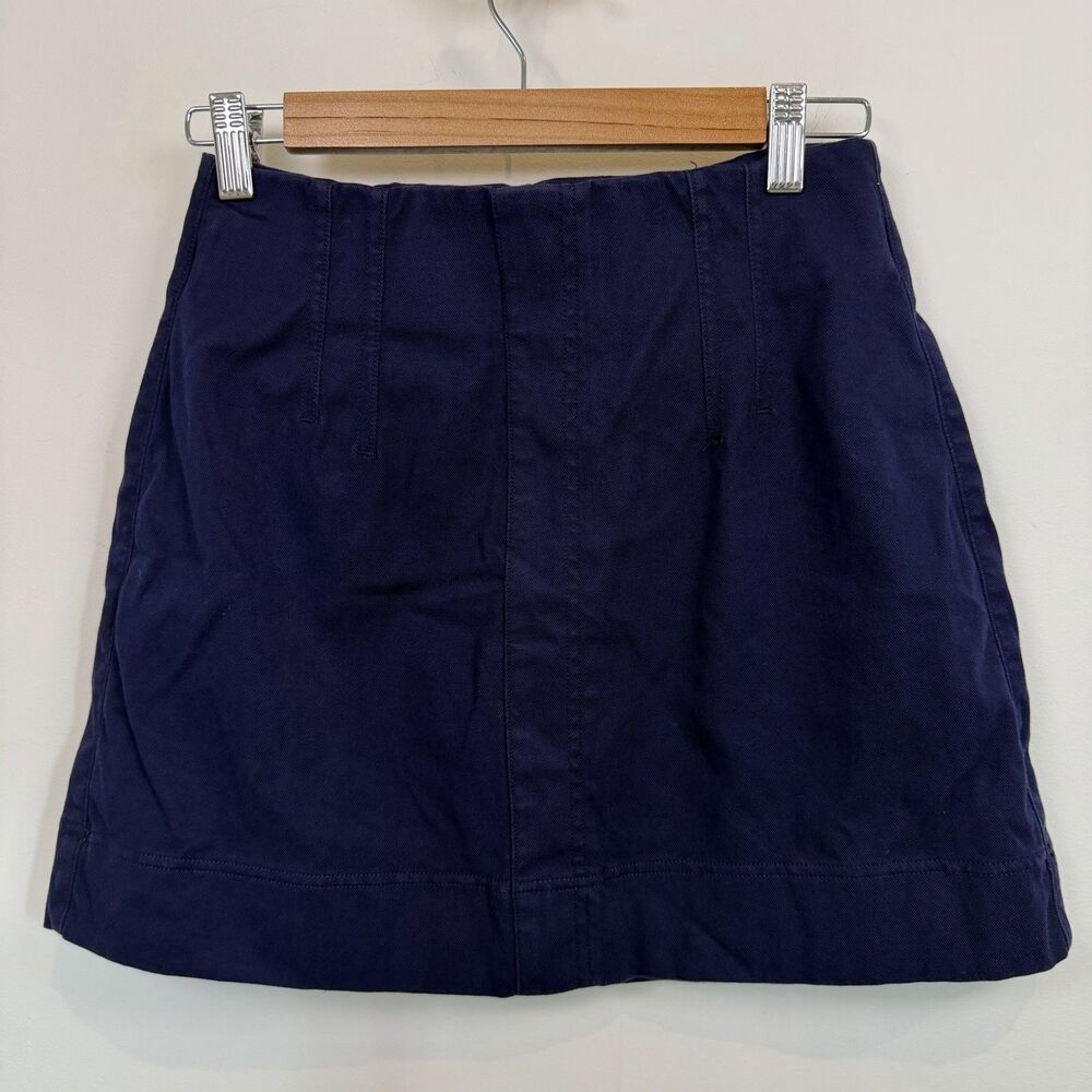Spanx Skirt Women Small Navy Blue Stretch Twill Mini Slimming Academia Clueless